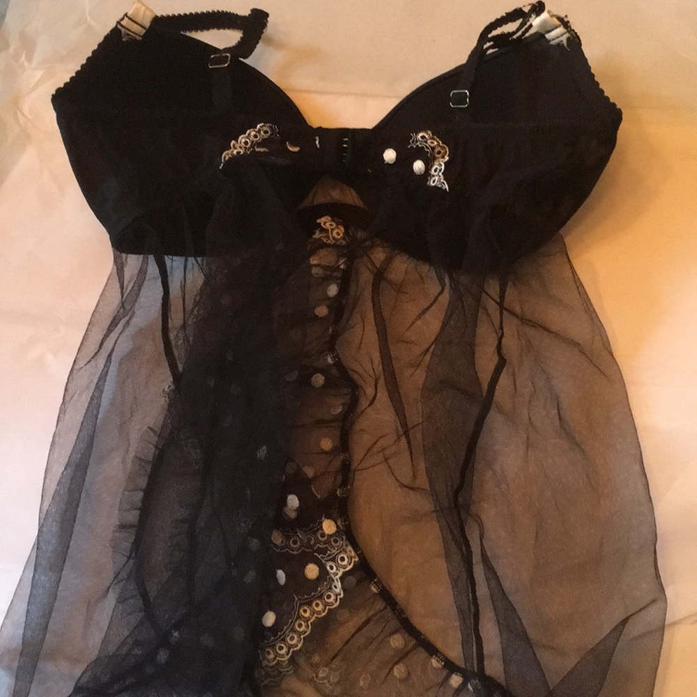 Polka dot satin bra top lingerie nightie - Picture 3 of 7